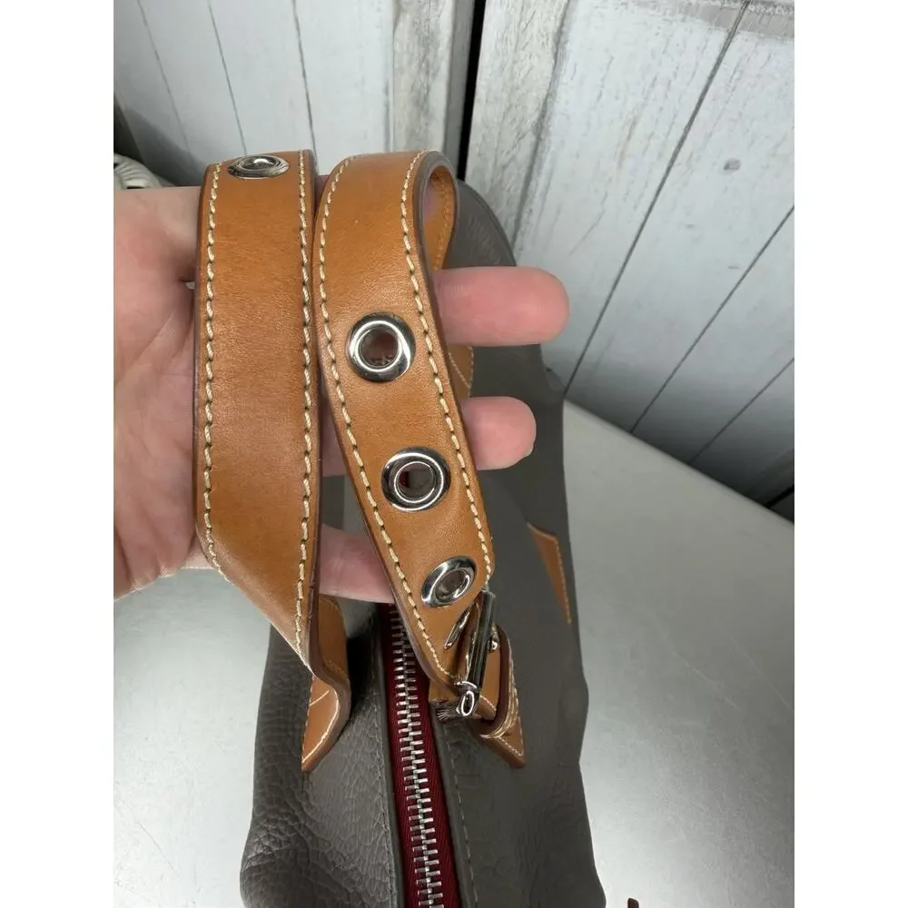Dooney & Bourke Taupe Tan Top Handle Kendra Satchel Handle Tassel Accent
